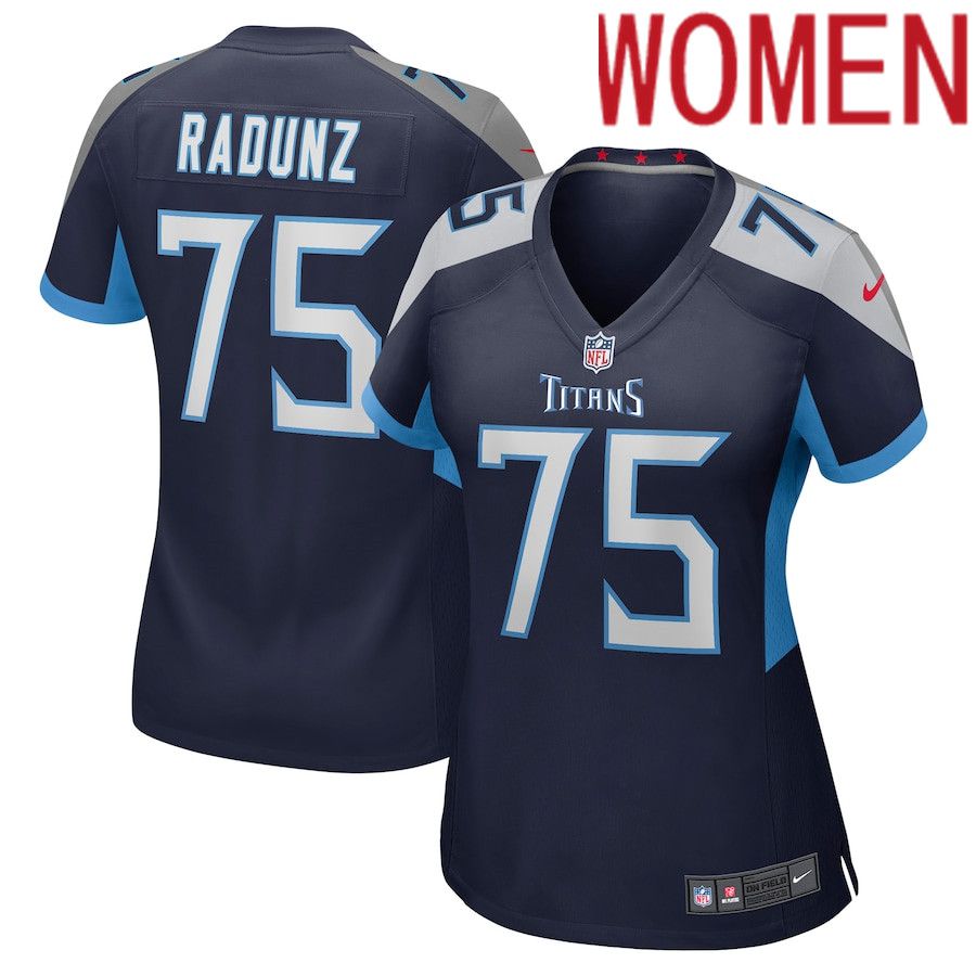 Women Tennessee Titans #75 Dillon Radunz Nike Navy Game NFL Jersey